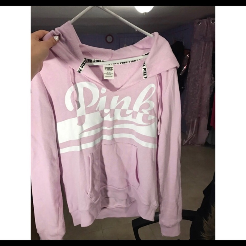 V neck pink hoodie